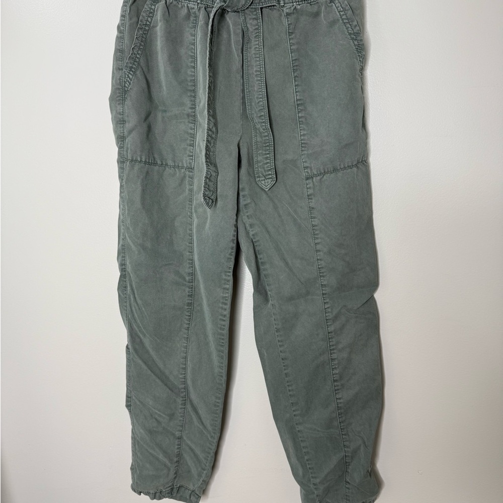 Aerie Women's XS Army Green Trousers Cinched Tie Waist Pants
